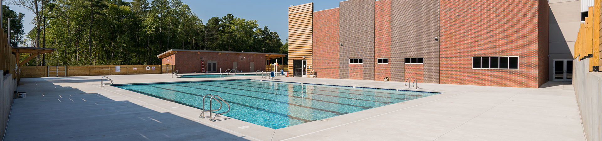 Swimming pool at a commercial construction site that was managed by Aspire Construction